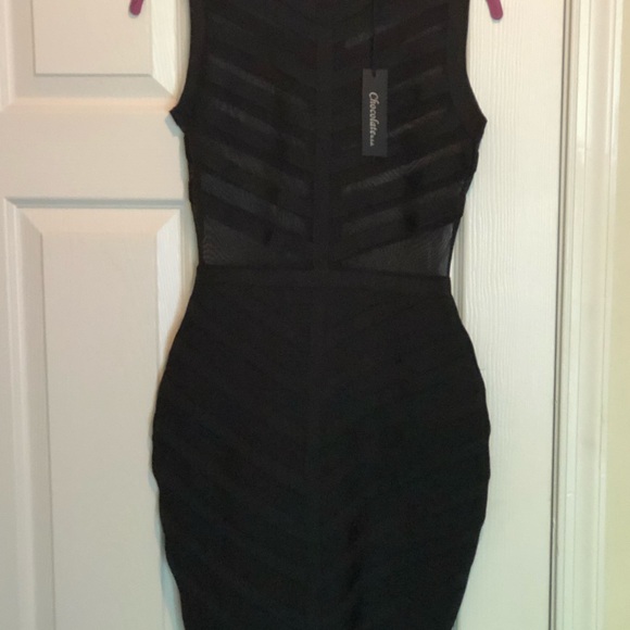 Asymmetrical Black Sheer Top Half Dress - Picture 2 of 2
